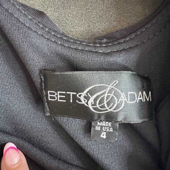 Betsy & Adam Black Cocktail Dress 4 Embellished Shoulder Party Formal - Picture 6 of 7